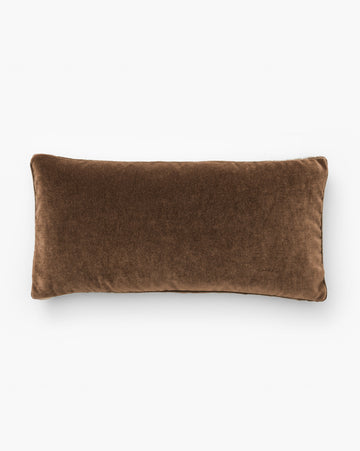 Brown Mohair Pillow with Velvet Stripe