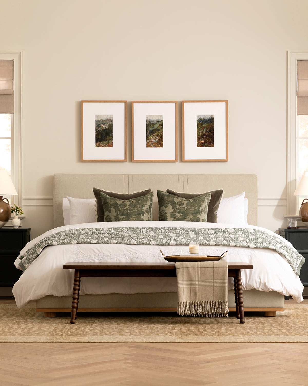 Audrey Sage Block Print Quilt