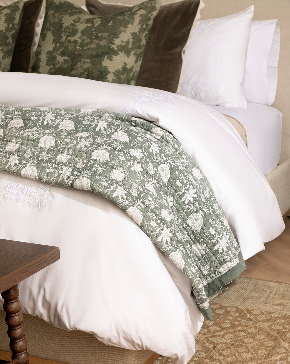 Audrey Sage Block Print Quilt
