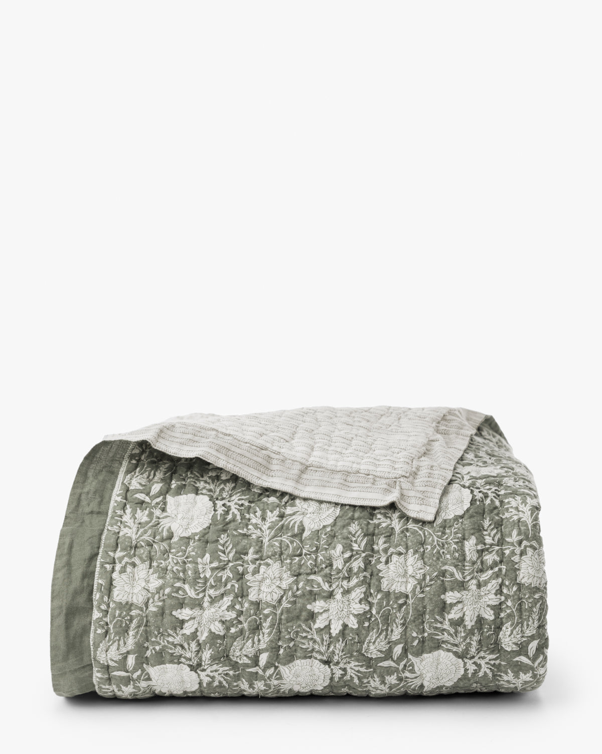 Audrey Sage Block Print Quilt