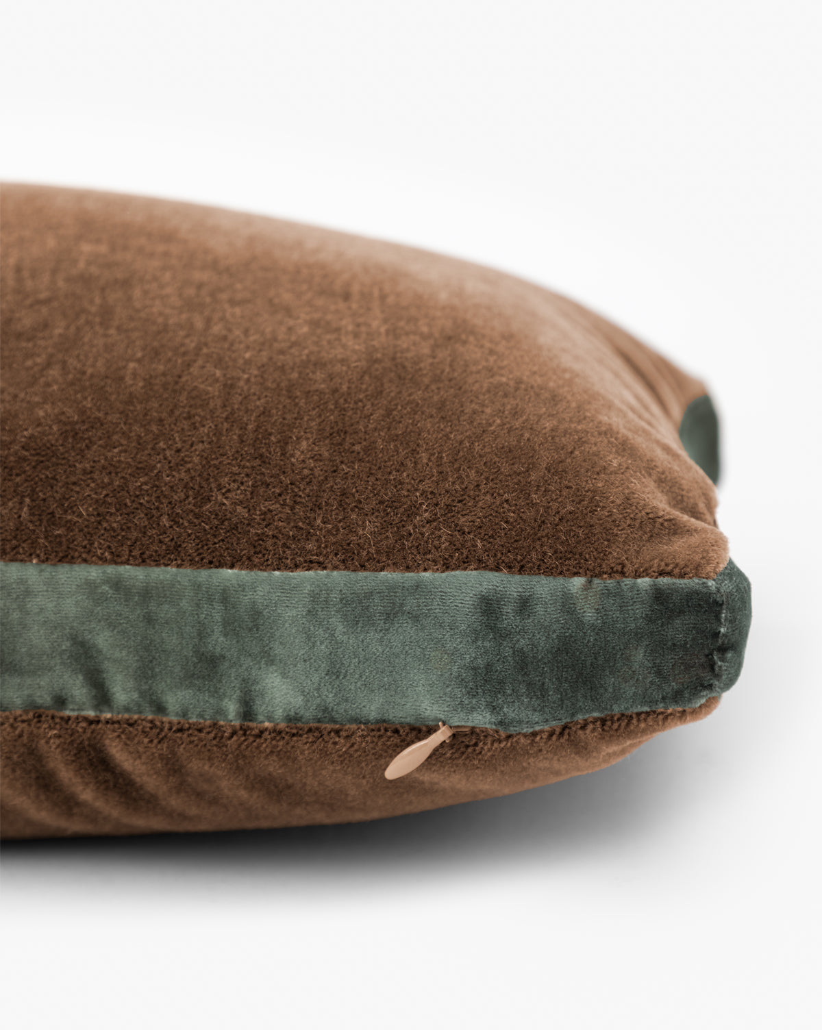 Brown Mohair Pillow with Velvet Stripe