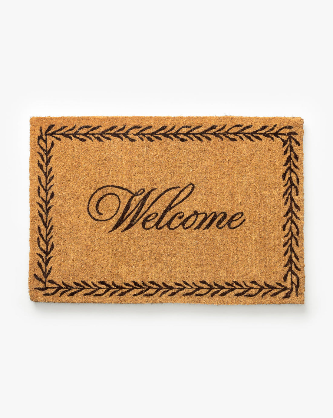 Welcome Doormat with Leaf Border