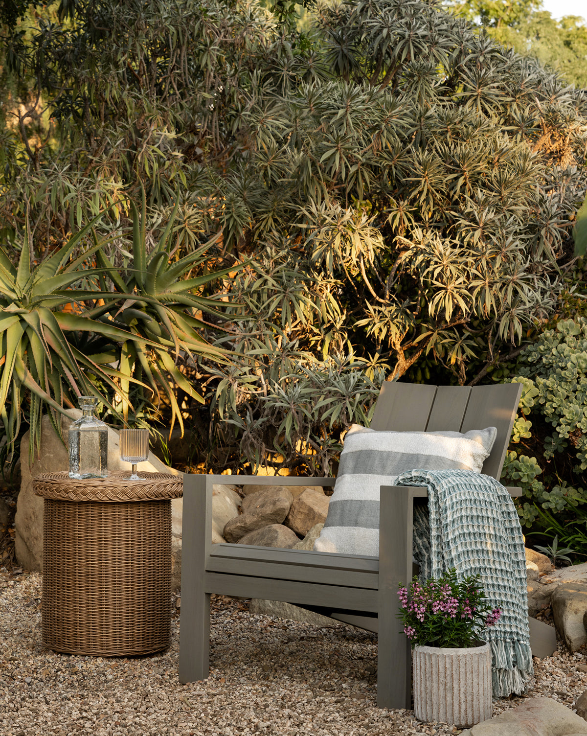Triby Gray Teak Outdoor Lounge Chair